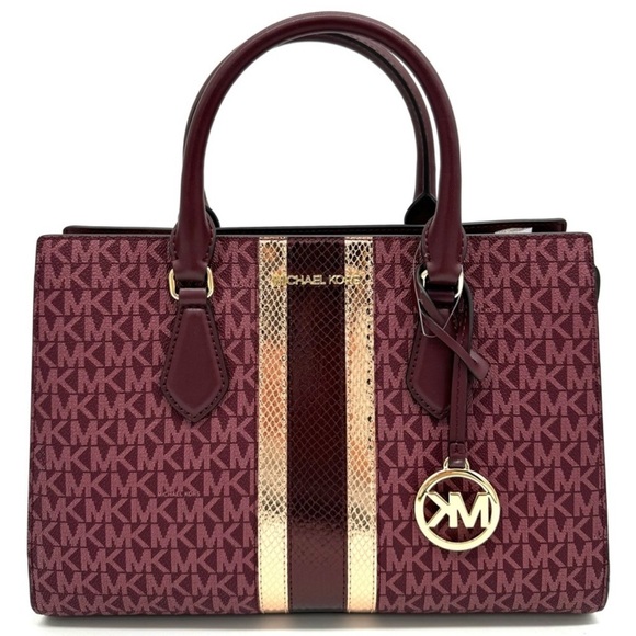 Michael Kors Sheila Medium Center Zip Satchel Bag Ox Blood Multi - Picture 1 of 11